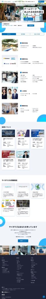 サイボウズの採用サイト・採用ホームページのトップデザイン